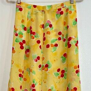 Maurices Yellow with Cherry Print 90s Maxi Skirt 6